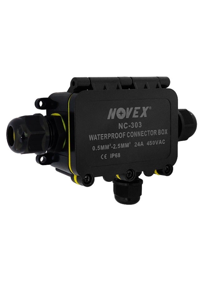 NOVEX NC-303 3-Way Waterproof Connector Box | IP68 Weatherproof Electrical Junction | 0.50–2.50mm² | 24A 450VAC - Image 2